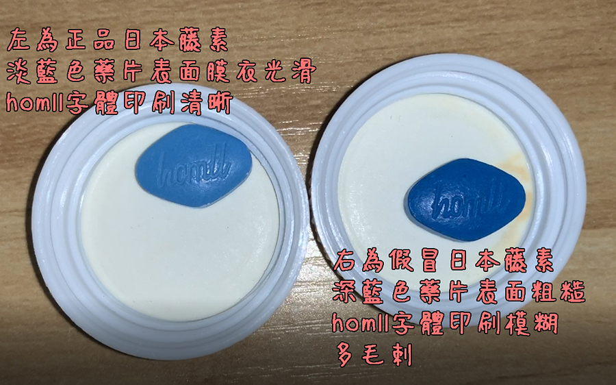 日本籐素藥丸外觀辨識示意圖
